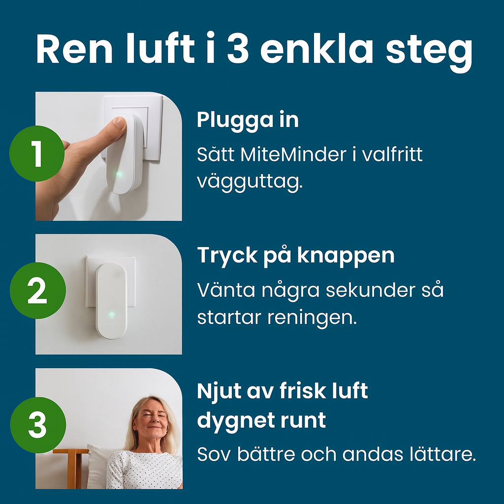 MiteMinder™ - Friskare morgnar & ett hälsosammare hem