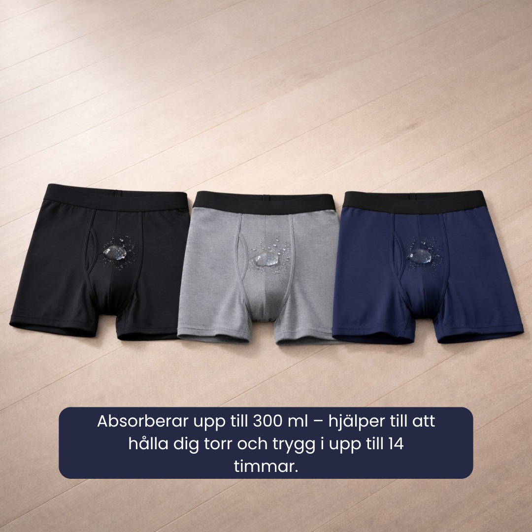 DryGuard Boxershorts – Ultraabsorberande inkontinensunderkläder för män